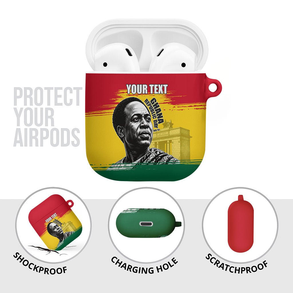 Personalized Ghana Republic Day AirPods Case Kwame Nkrumah Vintage Portrait Art - July 1st Theme