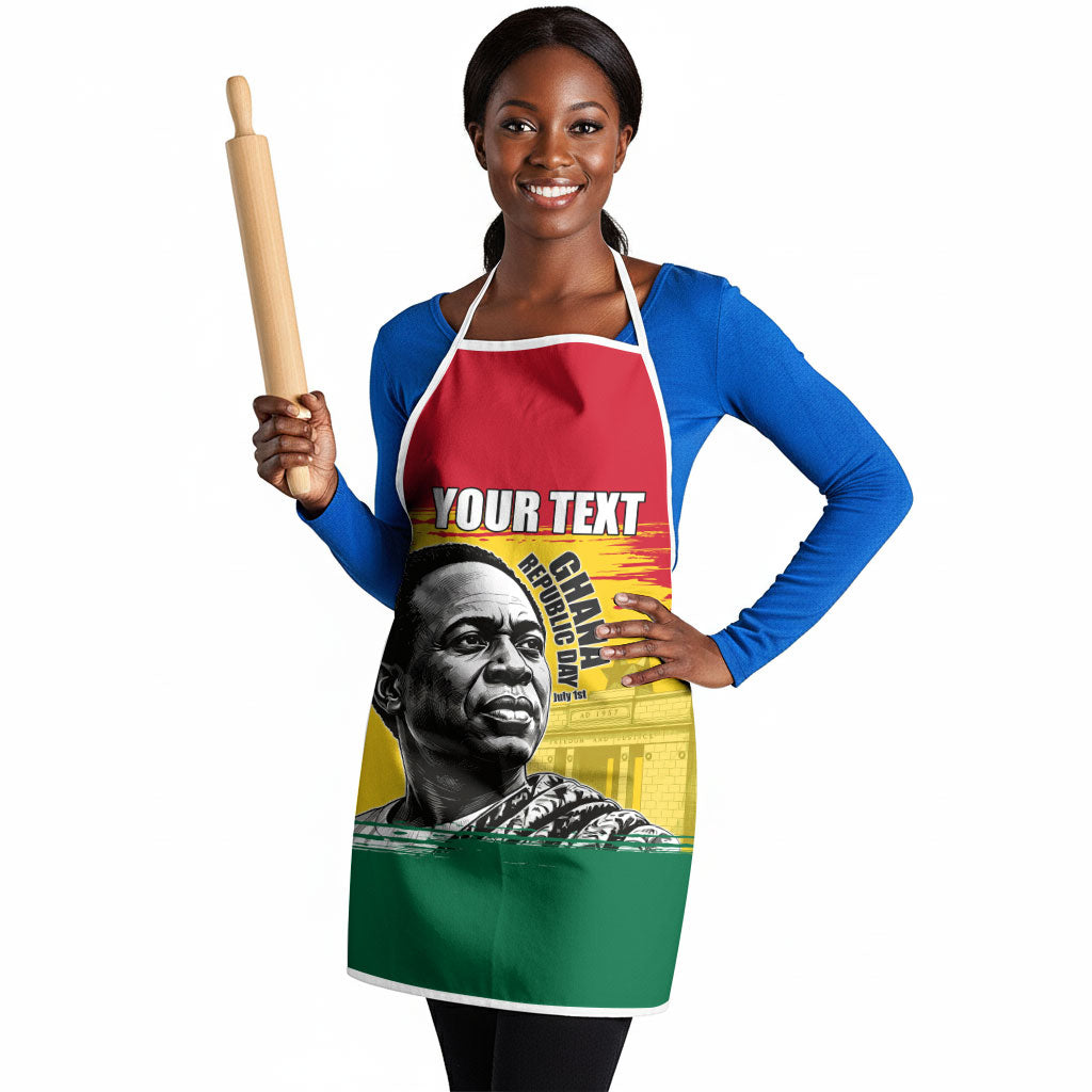 Personalized Ghana Republic Day Apron Kwame Nkrumah Vintage Portrait Art - July 1st Theme