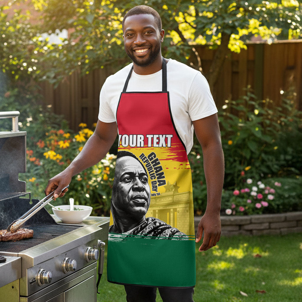 Personalized Ghana Republic Day Apron Kwame Nkrumah Vintage Portrait Art - July 1st Theme