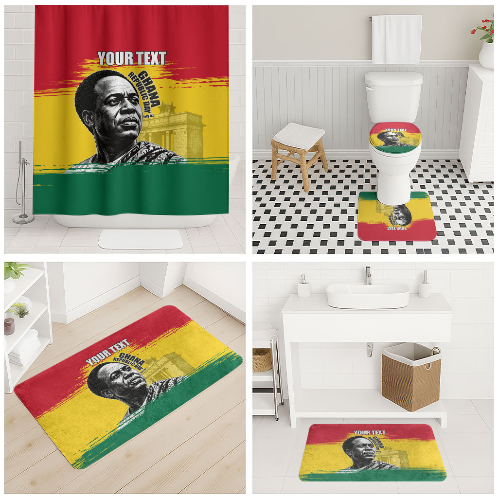 Personalized Ghana Republic Day Bathroom Set Kwame Nkrumah Vintage Portrait Art - July 1st Theme