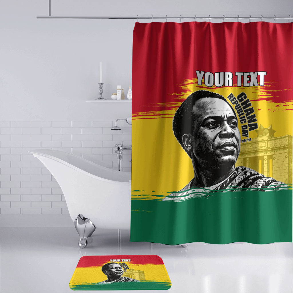 Personalized Ghana Republic Day Bathroom Set Kwame Nkrumah Vintage Portrait Art - July 1st Theme