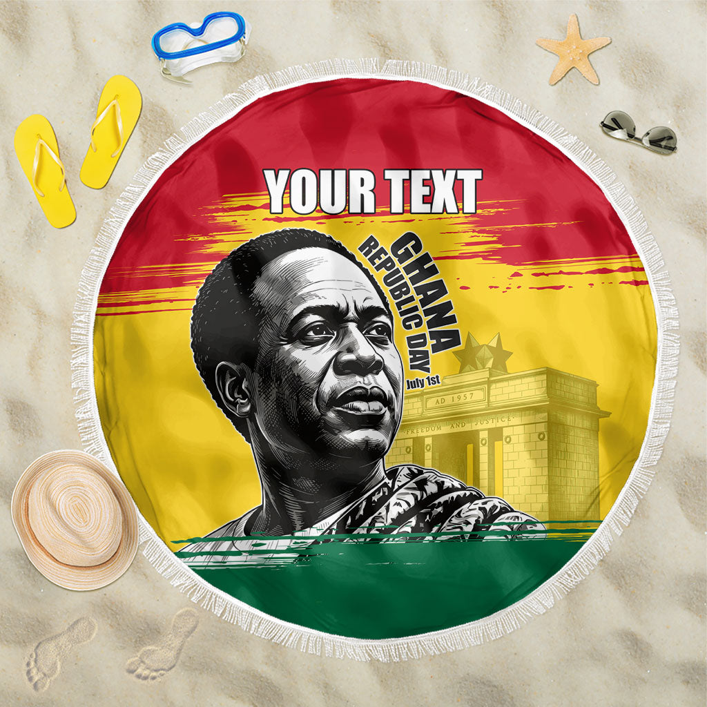 Personalized Ghana Republic Day Beach Blanket Kwame Nkrumah Vintage Portrait Art - July 1st Theme