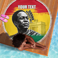 Personalized Ghana Republic Day Beach Blanket Kwame Nkrumah Vintage Portrait Art - July 1st Theme