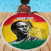 Personalized Ghana Republic Day Beach Blanket Kwame Nkrumah Vintage Portrait Art - July 1st Theme
