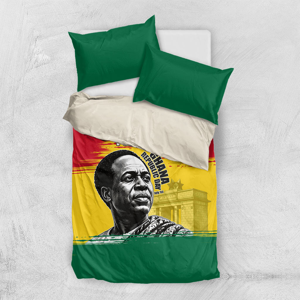 Personalized Ghana Republic Day Bedding Set Kwame Nkrumah Vintage Portrait Art - July 1st Theme
