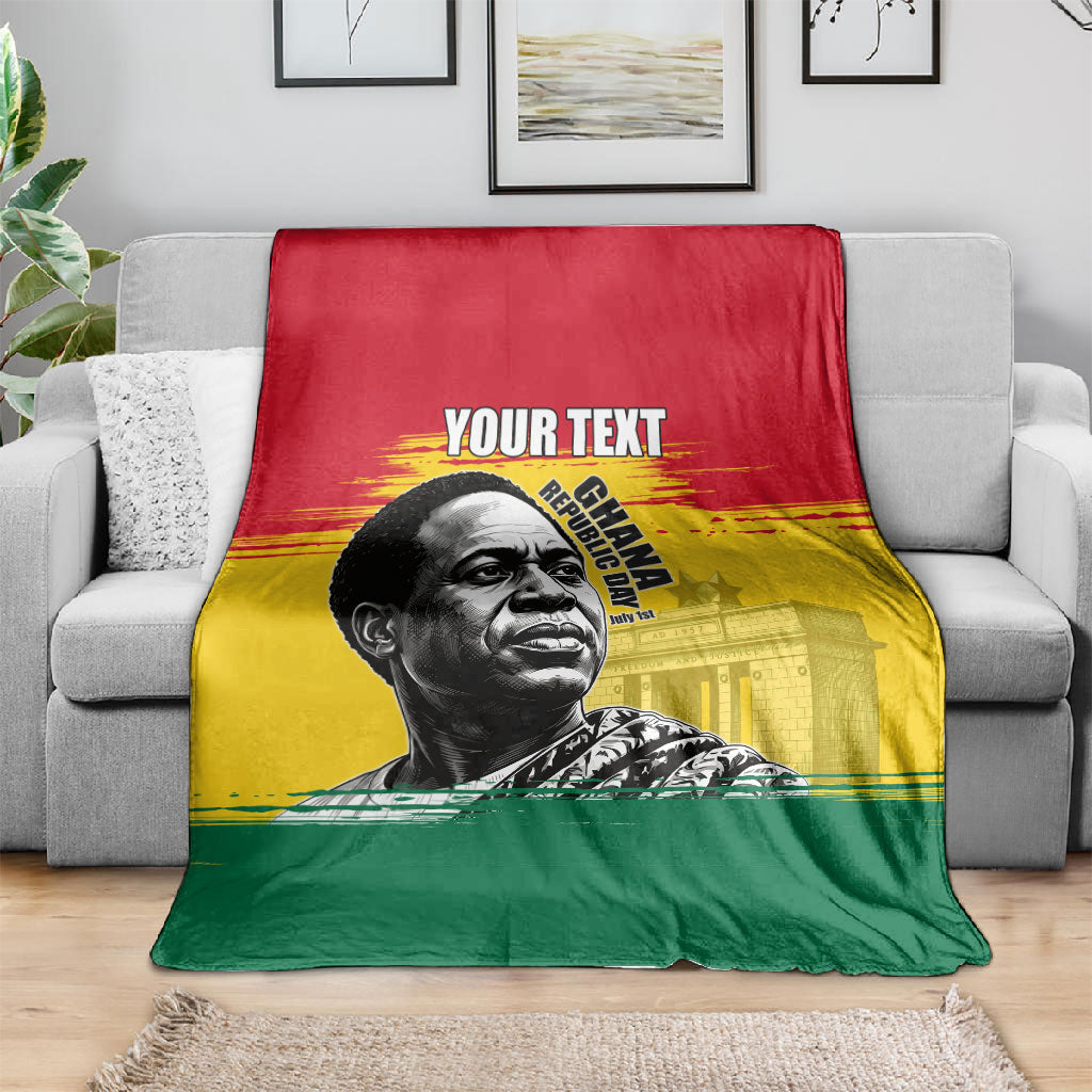 Personalized Ghana Republic Day Blanket Kwame Nkrumah Vintage Portrait Art - July 1st Theme