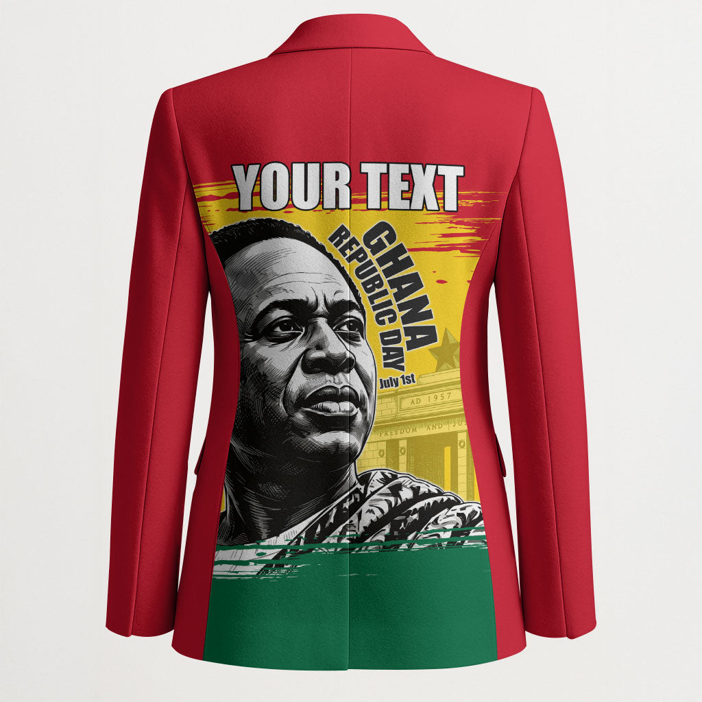Personalized Ghana Republic Day Blazer Kwame Nkrumah Vintage Portrait Art - July 1st Theme