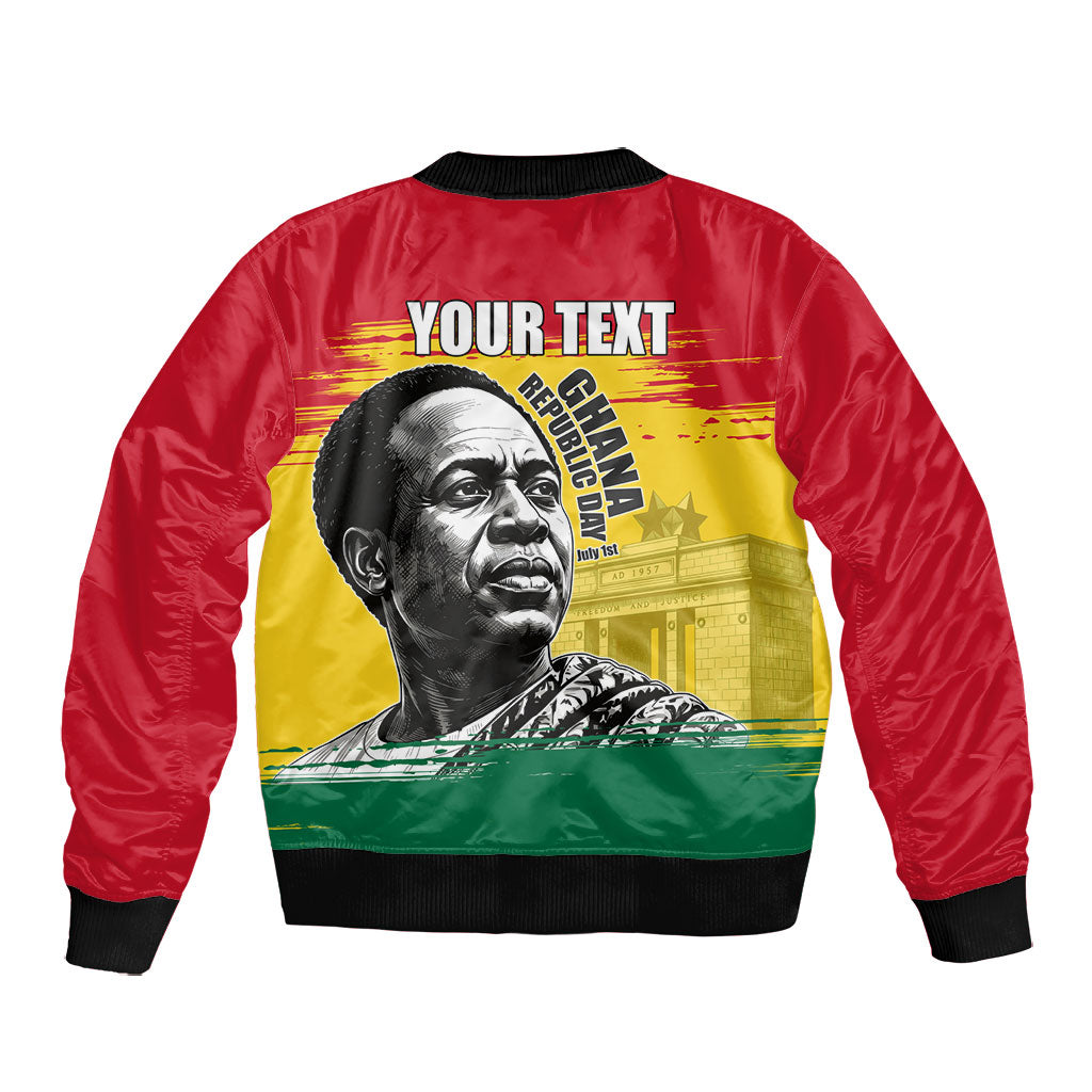 Personalized Ghana Republic Day Bomber Jacket Kwame Nkrumah Vintage Portrait Art - July 1st Theme