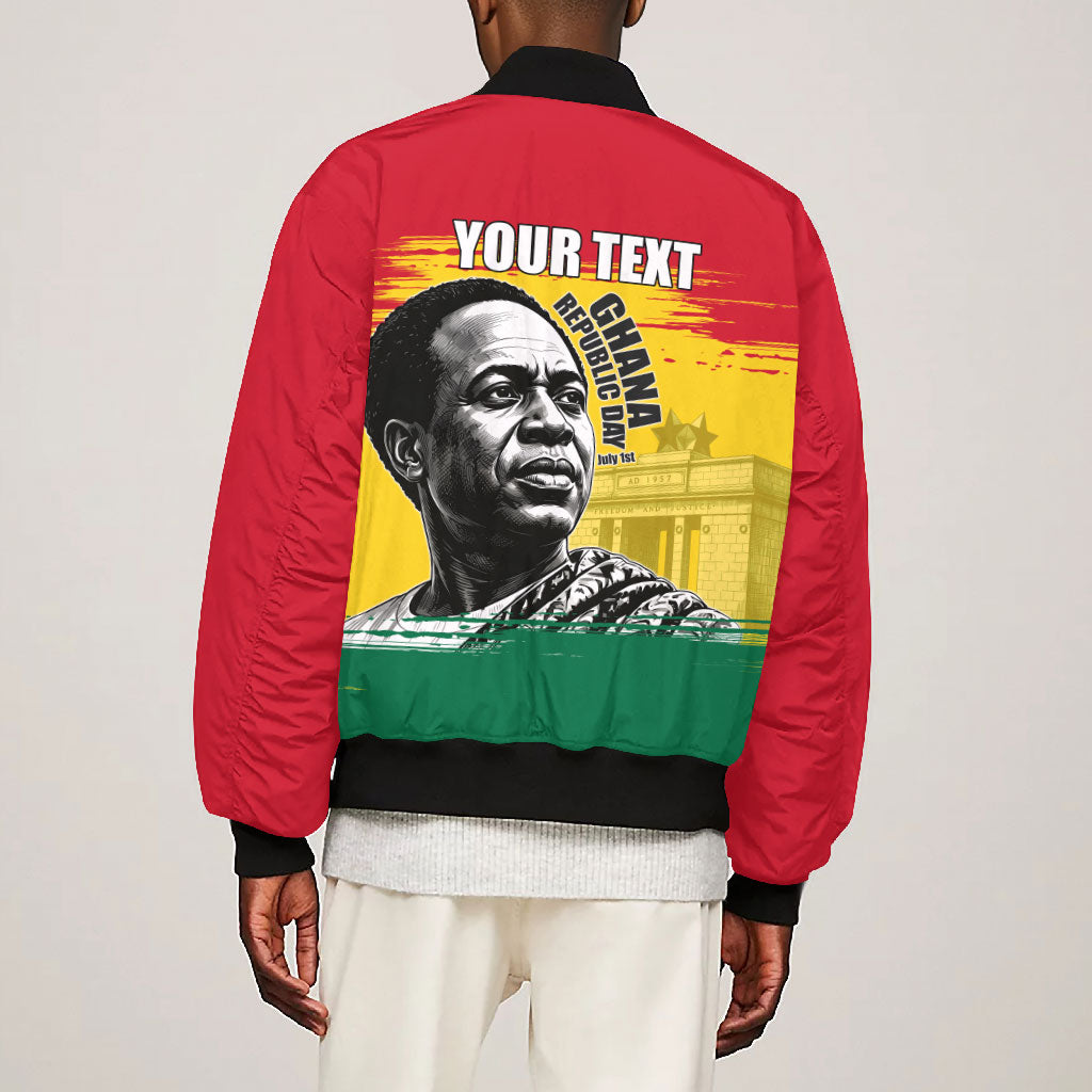 Personalized Ghana Republic Day Bomber Jacket Kwame Nkrumah Vintage Portrait Art - July 1st Theme