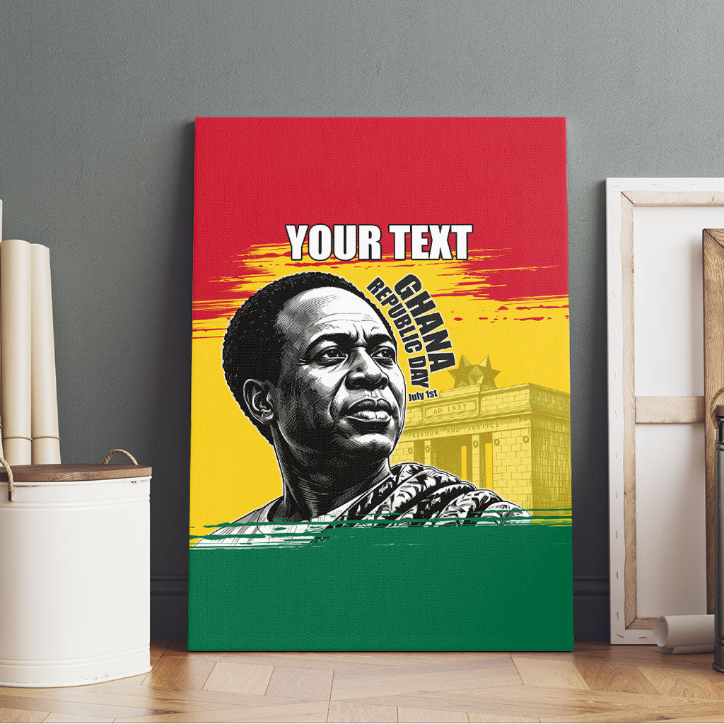 Personalized Ghana Republic Day Canvas Wall Art Kwame Nkrumah Vintage Portrait Art - July 1st Theme