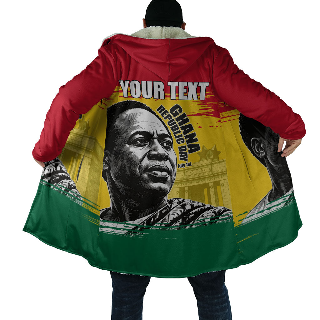 Personalized Ghana Republic Day Cloak Kwame Nkrumah Vintage Portrait Art - July 1st Theme
