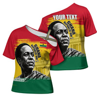 Personalized Ghana Republic Day Cross Shoulder Shirt Kwame Nkrumah Vintage Portrait Art - July 1st Theme