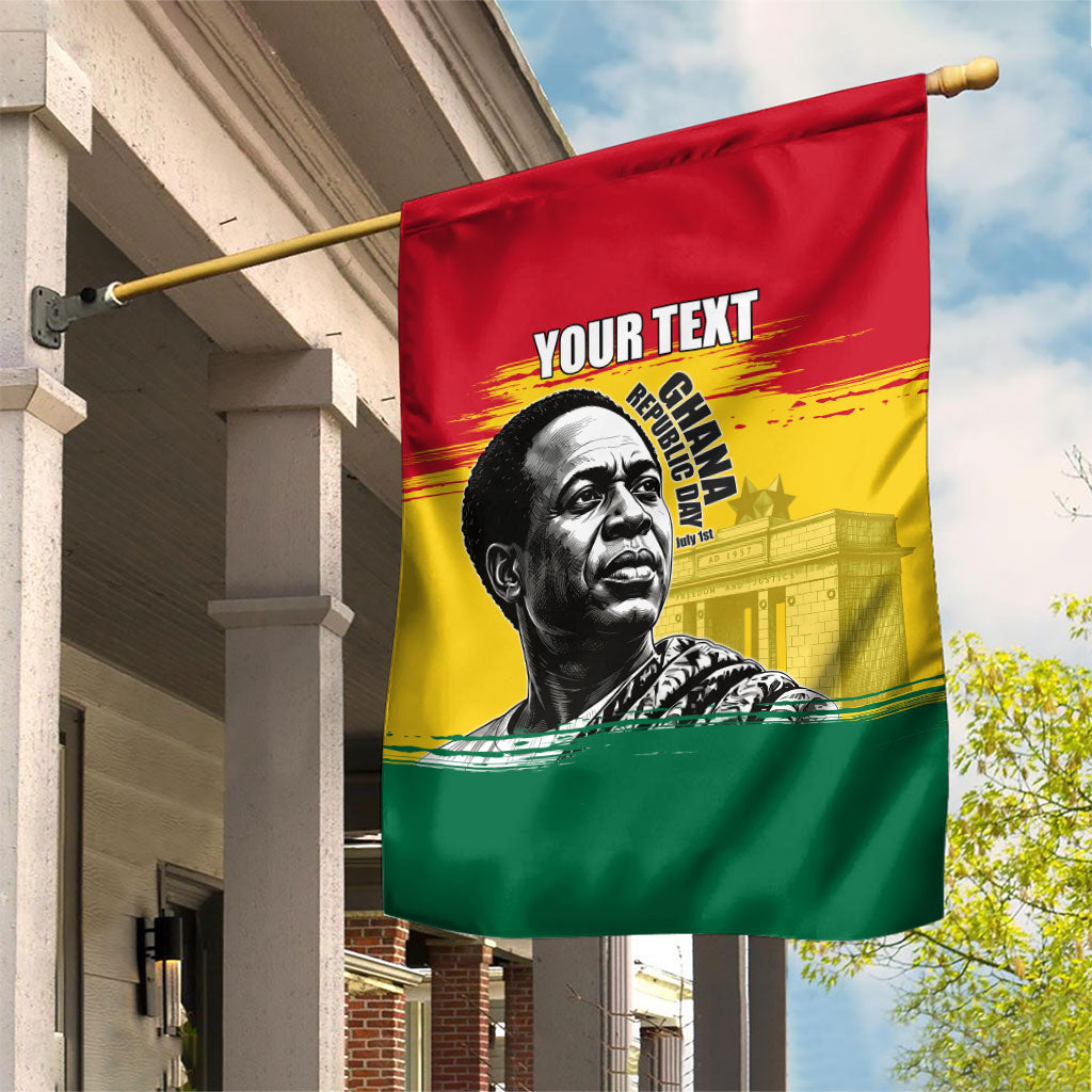 Personalized Ghana Republic Day Garden Flag Kwame Nkrumah Vintage Portrait Art - July 1st Theme