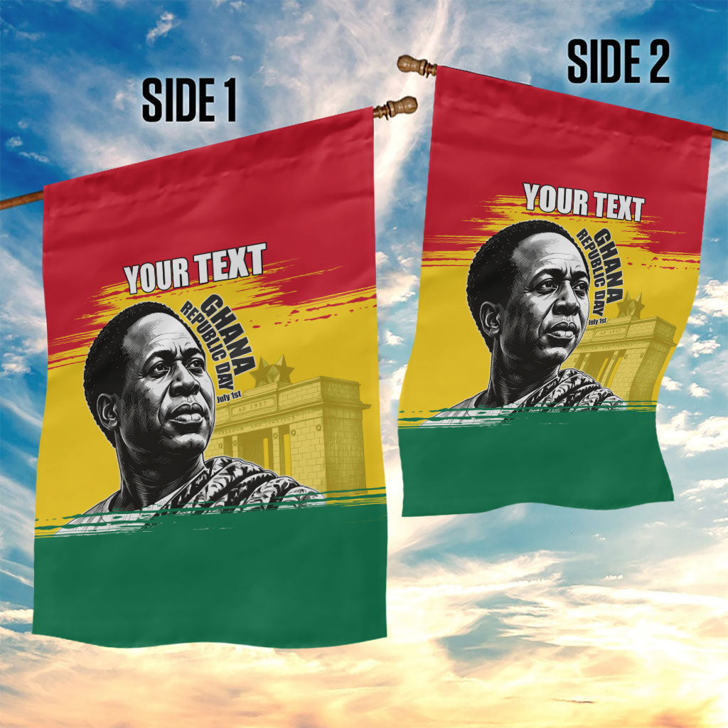 Personalized Ghana Republic Day Garden Flag Kwame Nkrumah Vintage Portrait Art - July 1st Theme