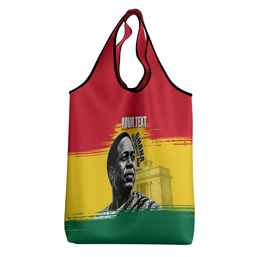 Personalized Ghana Republic Day Grocery Bag Kwame Nkrumah Vintage Portrait Art - July 1st Theme