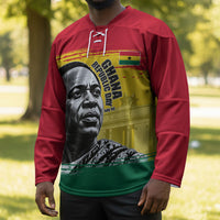 Personalized Ghana Republic Day Hockey Jersey Kwame Nkrumah Vintage Portrait Art - July 1st Theme