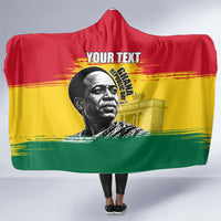 Personalized Ghana Republic Day Hooded Blanket Kwame Nkrumah Vintage Portrait Art - July 1st Theme