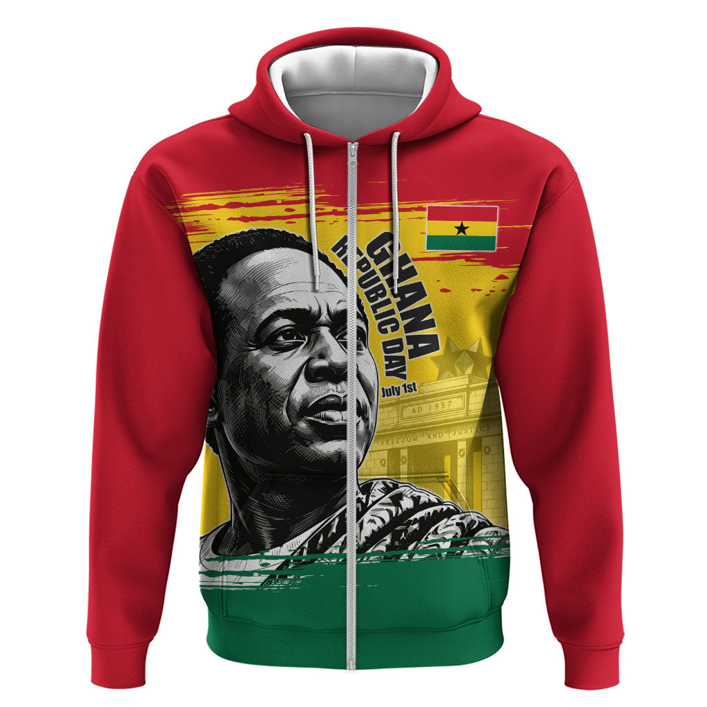 Personalized Ghana Republic Day Hoodie Kwame Nkrumah Vintage Portrait Art - July 1st Theme