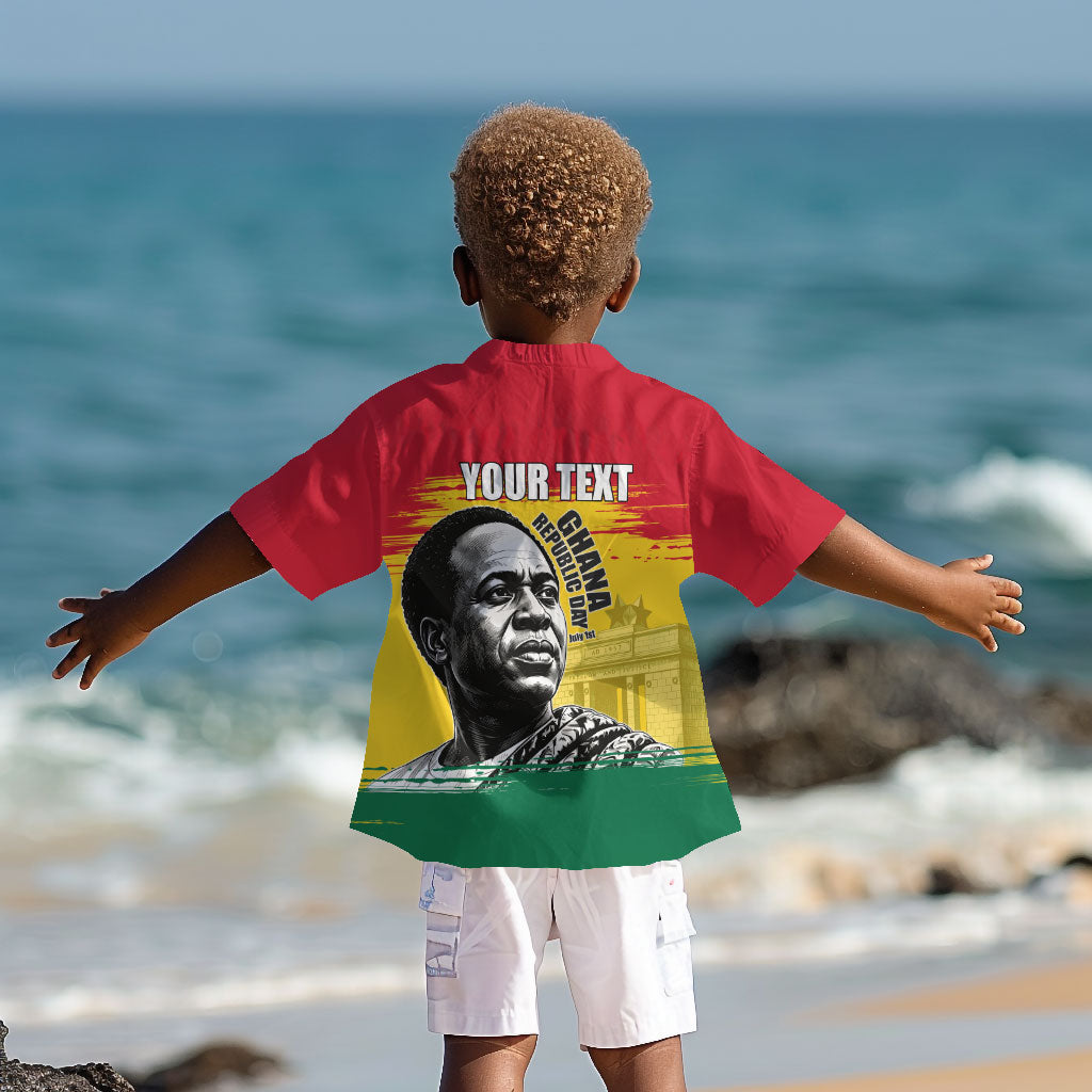 Personalized Ghana Republic Day Kid Hawaiian Shirt Kwame Nkrumah Vintage Portrait Art - July 1st Theme