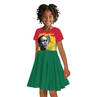 Personalized Ghana Republic Day Kid Short Sleeve Dress Kwame Nkrumah Vintage Portrait Art - July 1st Theme