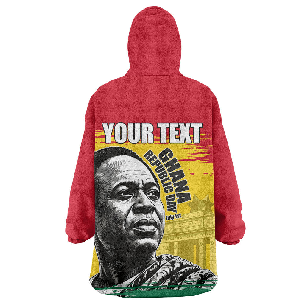Personalized Ghana Republic Day Kid Wearable Blanket Hoodie Kwame Nkrumah Vintage Portrait Art - July 1st Theme