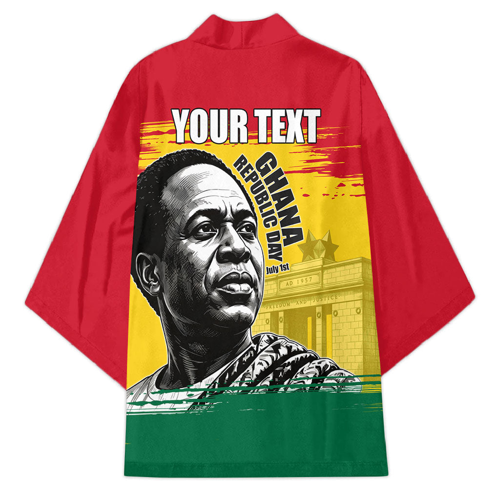 Personalized Ghana Republic Day Kimono Kwame Nkrumah Vintage Portrait Art - July 1st Theme