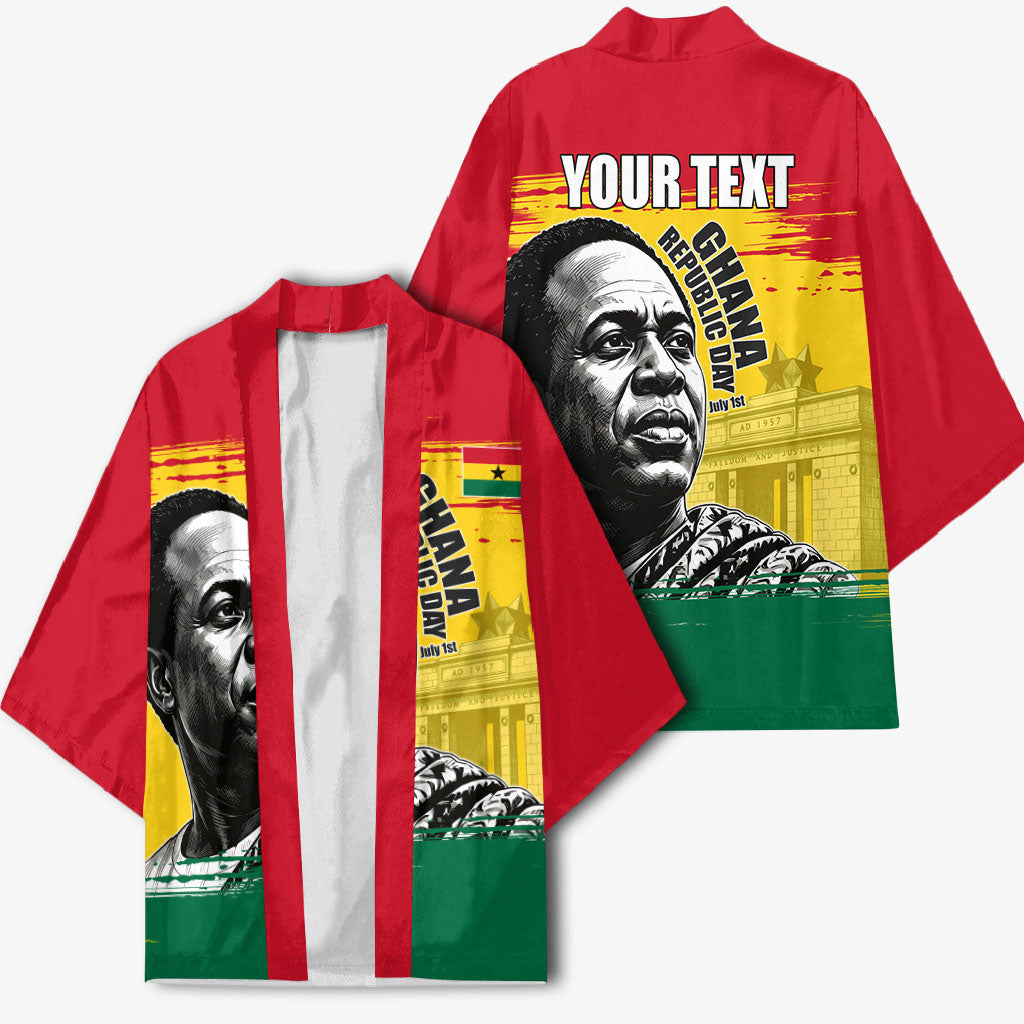 Personalized Ghana Republic Day Kimono Kwame Nkrumah Vintage Portrait Art - July 1st Theme