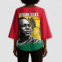 Personalized Ghana Republic Day Kimono Sleeve Blouse Kwame Nkrumah Vintage Portrait Art - July 1st Theme
