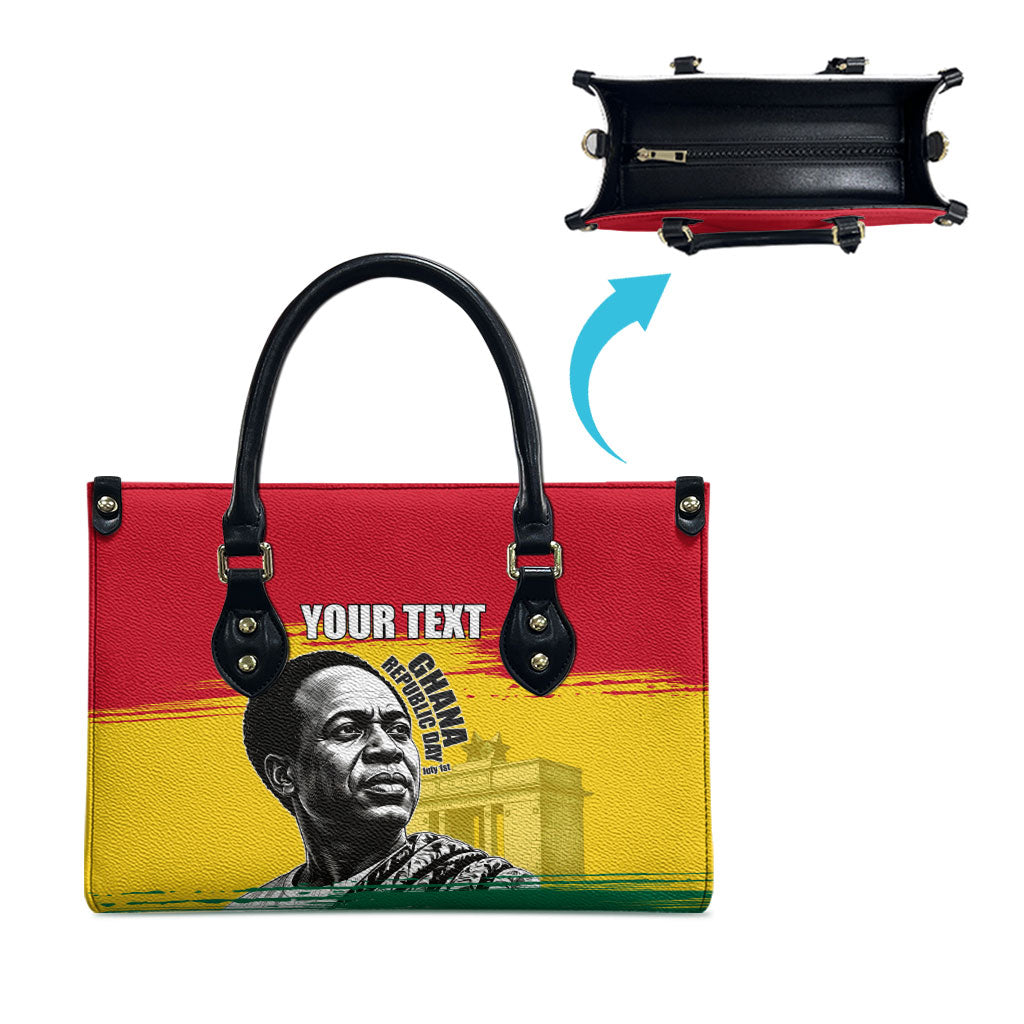 Personalized Ghana Republic Day Leather Bag Kwame Nkrumah Vintage Portrait Art - July 1st Theme
