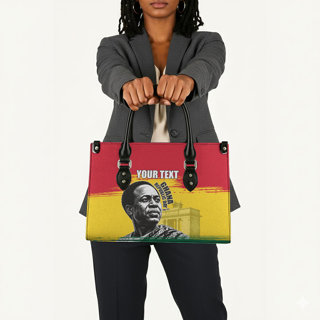 Personalized Ghana Republic Day Leather Bag Kwame Nkrumah Vintage Portrait Art - July 1st Theme