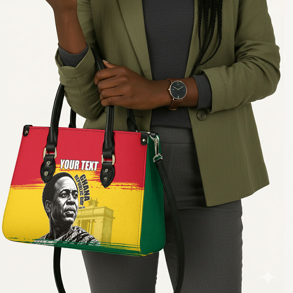 Personalized Ghana Republic Day Leather Bag Kwame Nkrumah Vintage Portrait Art - July 1st Theme