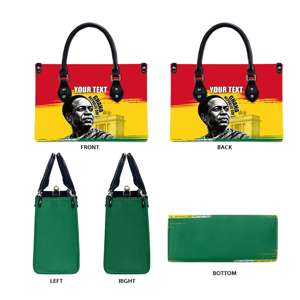 Personalized Ghana Republic Day Leather Bag Kwame Nkrumah Vintage Portrait Art - July 1st Theme