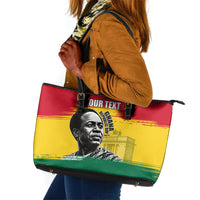 Personalized Ghana Republic Day Leather Tote Bag Kwame Nkrumah Vintage Portrait Art - July 1st Theme
