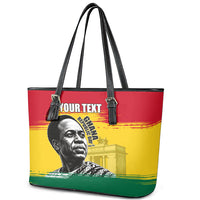 Personalized Ghana Republic Day Leather Tote Bag Kwame Nkrumah Vintage Portrait Art - July 1st Theme