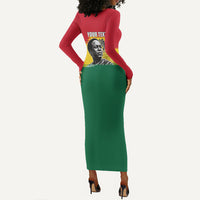 Personalized Ghana Republic Day Long Sleeve Bodycon Dress Kwame Nkrumah Vintage Portrait Art - July 1st Theme
