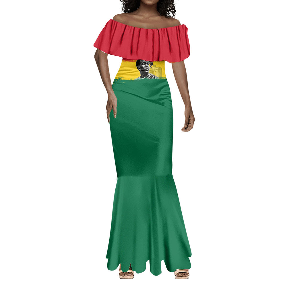 Personalized Ghana Republic Day Mermaid Dress Kwame Nkrumah Vintage Portrait Art - July 1st Theme