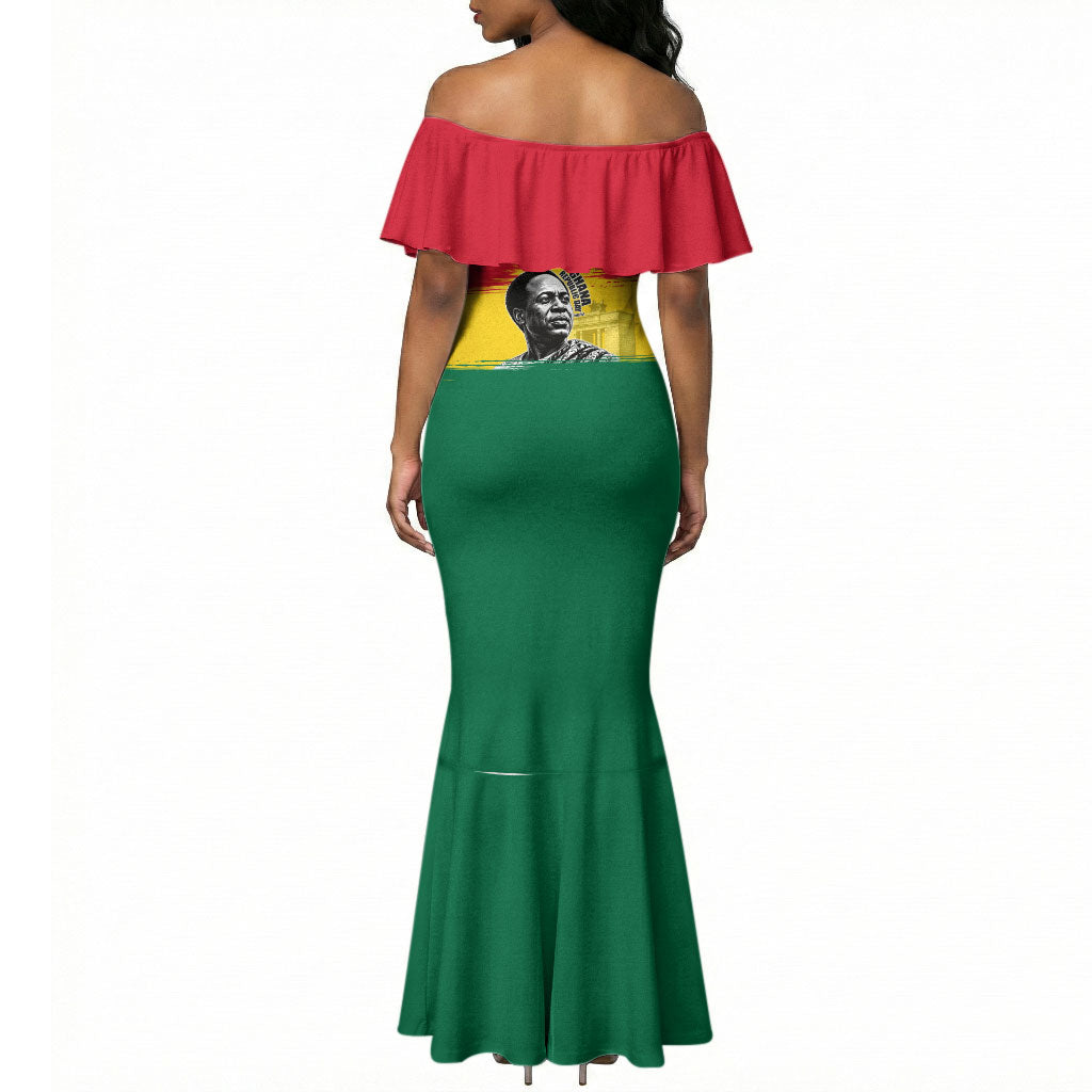 Personalized Ghana Republic Day Mermaid Dress Kwame Nkrumah Vintage Portrait Art - July 1st Theme