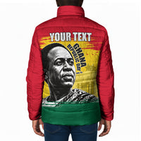 Personalized Ghana Republic Day Padded Jacket Kwame Nkrumah Vintage Portrait Art - July 1st Theme