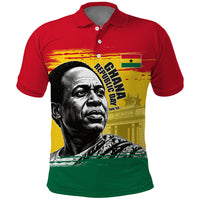 Personalized Ghana Republic Day Polo Shirt Kwame Nkrumah Vintage Portrait Art - July 1st Theme