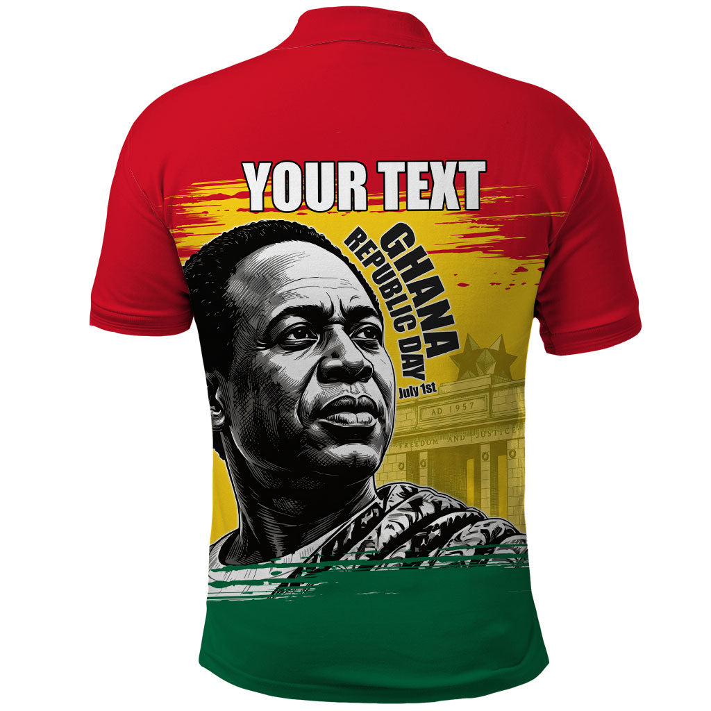 Personalized Ghana Republic Day Polo Shirt Kwame Nkrumah Vintage Portrait Art - July 1st Theme