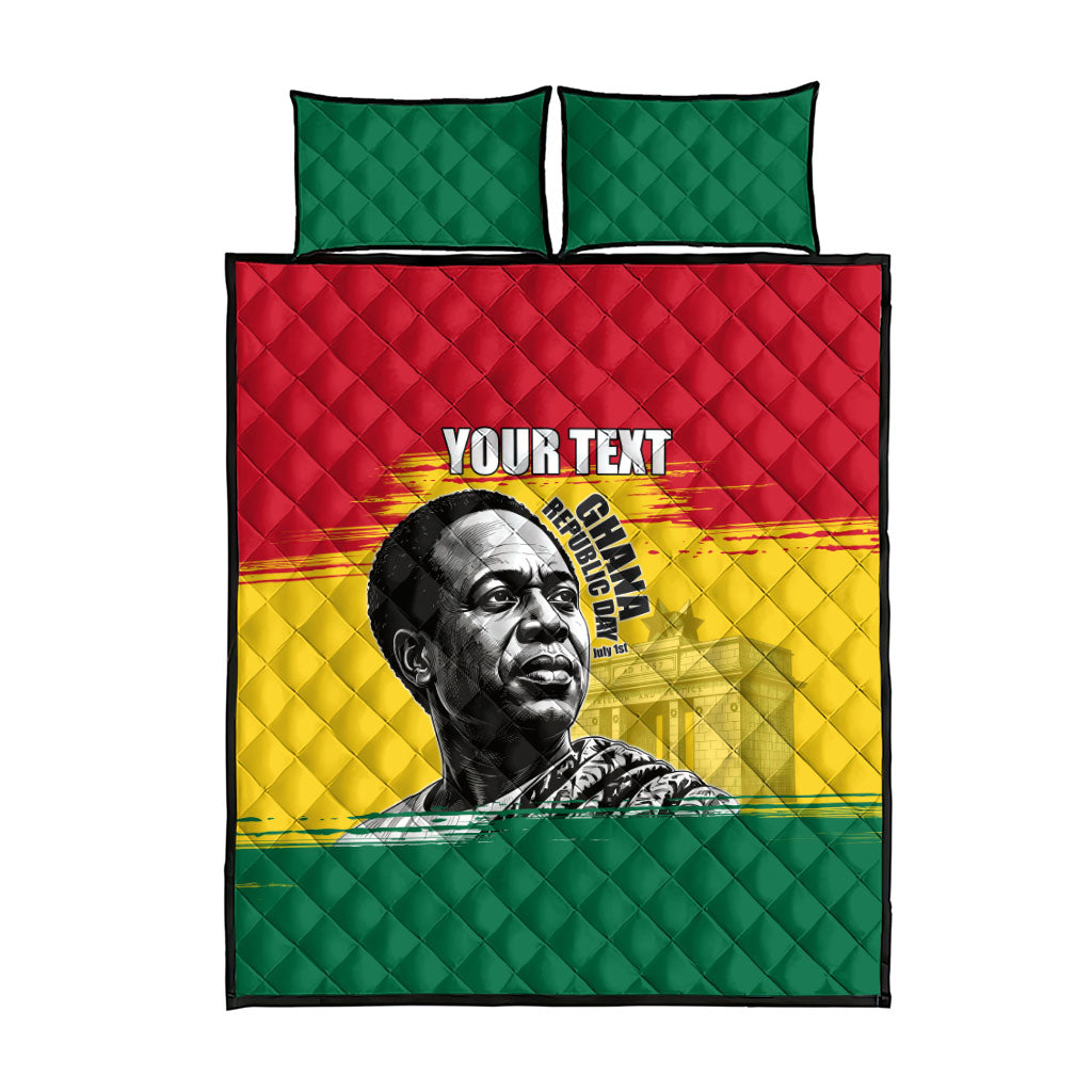 Personalized Ghana Republic Day Quilt Bed Set Kwame Nkrumah Vintage Portrait Art - July 1st Theme