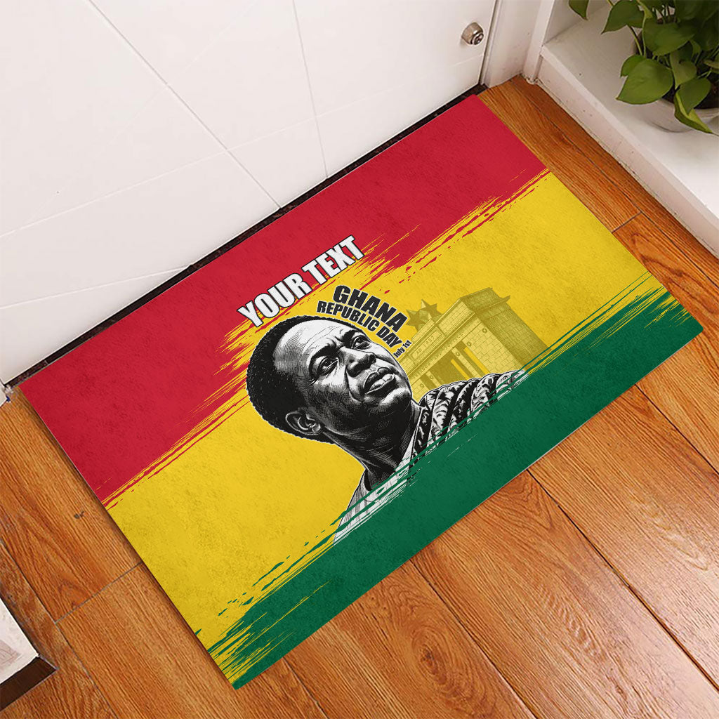 Personalized Ghana Republic Day Rubber Doormat Kwame Nkrumah Vintage Portrait Art - July 1st Theme