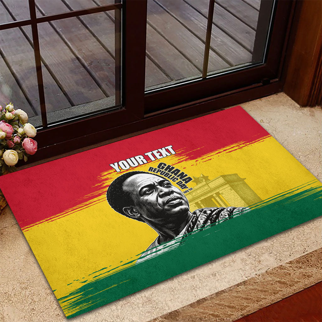 Personalized Ghana Republic Day Rubber Doormat Kwame Nkrumah Vintage Portrait Art - July 1st Theme