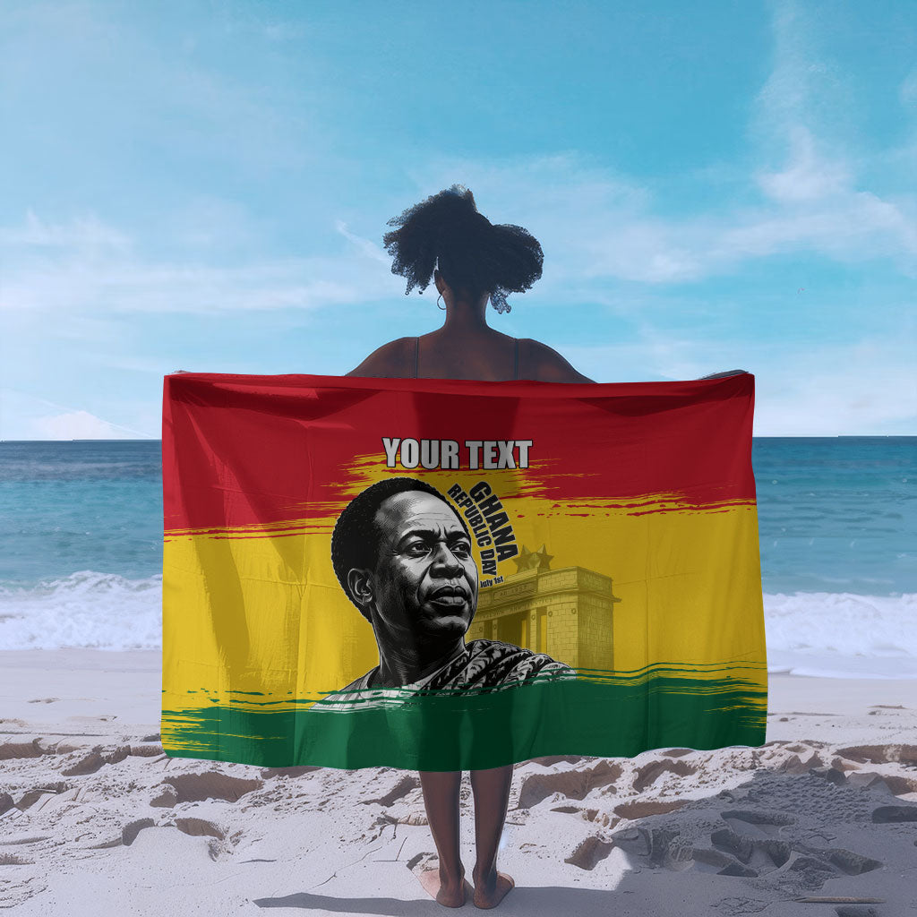 Personalized Ghana Republic Day Sarong Kwame Nkrumah Vintage Portrait Art - July 1st Theme