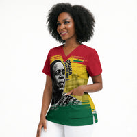 Personalized Ghana Republic Day Scrub Top Kwame Nkrumah Vintage Portrait Art - July 1st Theme