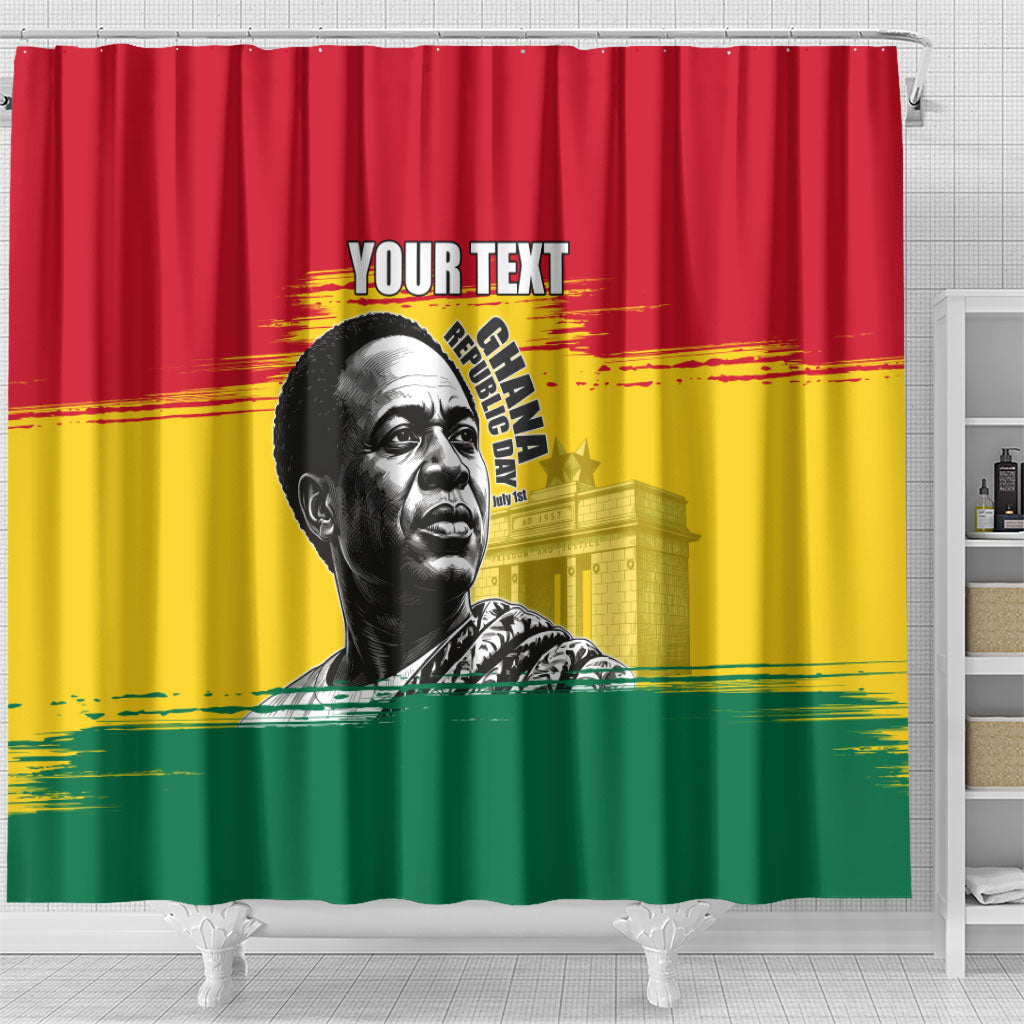 Personalized Ghana Republic Day Shower Curtain Kwame Nkrumah Vintage Portrait Art - July 1st Theme