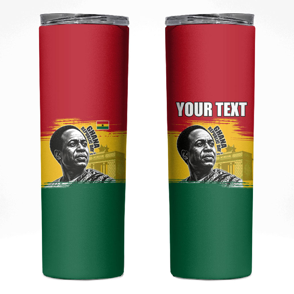 Personalized Ghana Republic Day Skinny Tumbler Kwame Nkrumah Vintage Portrait Art - July 1st Theme