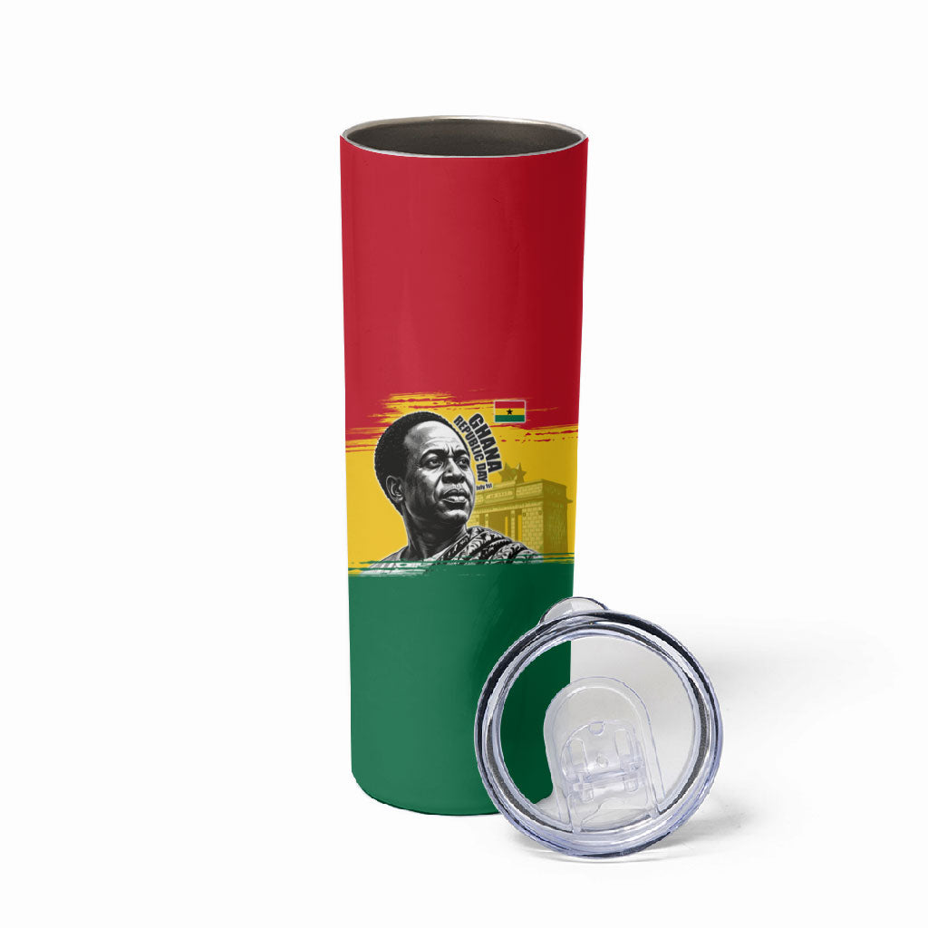 Personalized Ghana Republic Day Skinny Tumbler Kwame Nkrumah Vintage Portrait Art - July 1st Theme