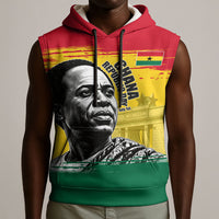 Personalized Ghana Republic Day Sleeveless Hoodie Kwame Nkrumah Vintage Portrait Art - July 1st Theme