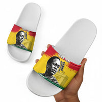 Personalized Ghana Republic Day Slide Sandals Kwame Nkrumah Vintage Portrait Art - July 1st Theme